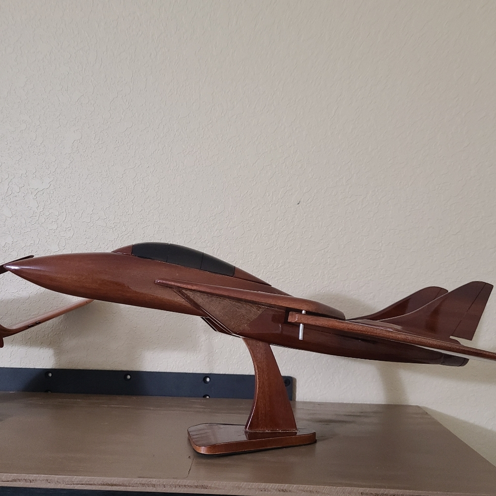F-14 Tomcat replica model made from mahogany wood